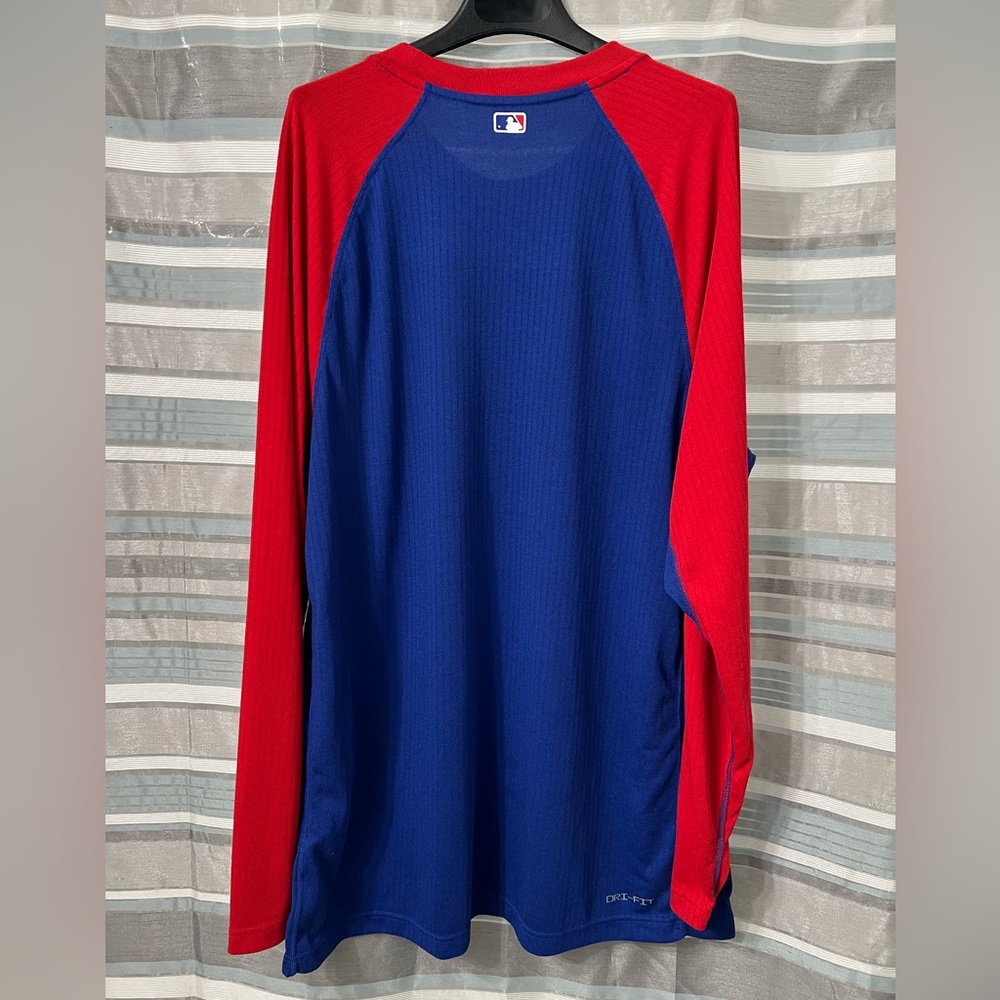 Nike Baseball Texas Rangers Logo Long Sleeve Blue and Red Shirt - Picture 2 of 11